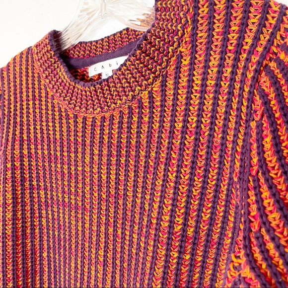 CAbi Melange Lava Cable Knit Ribbed Crewneck Pullover Sweater Size M - Picture 8 of 14